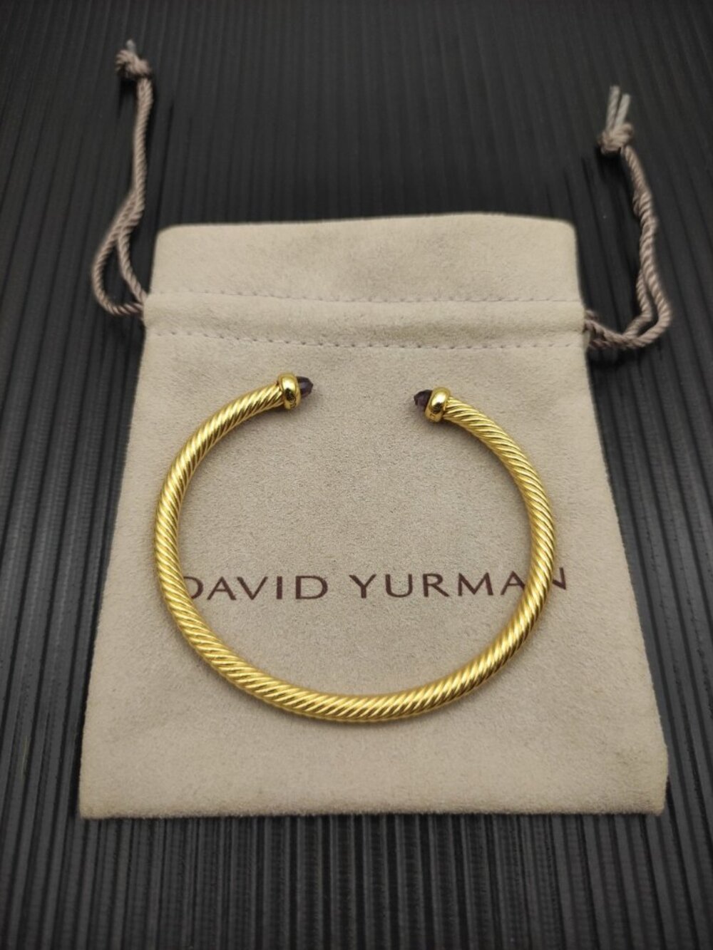 David Yurman 4mm Gold and Amethyst Bracelet